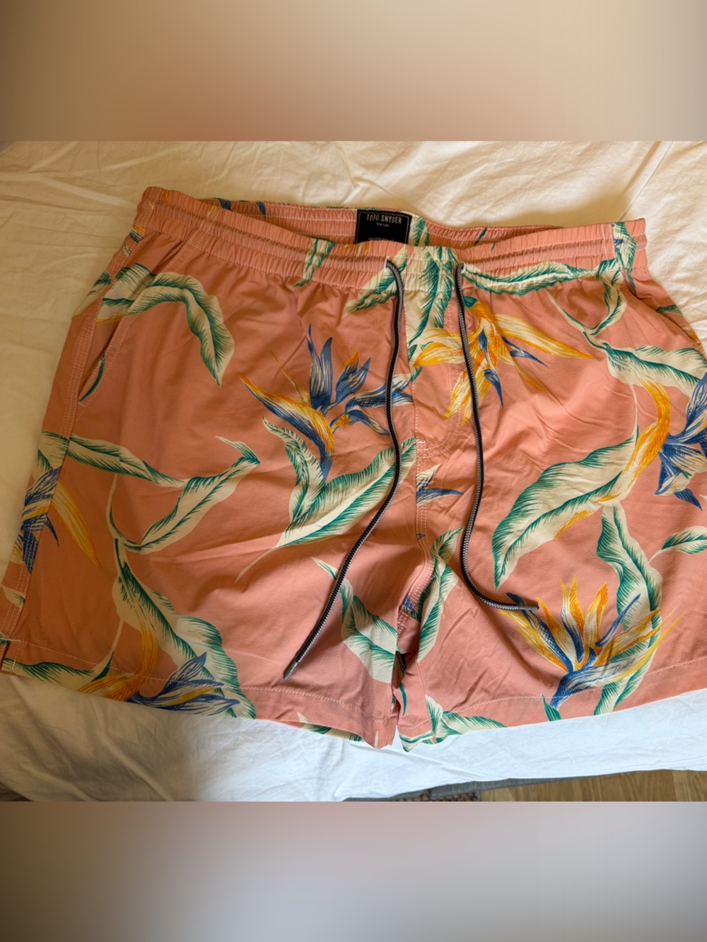 Todd Snyder Coral Tropical Print Bathing Suit